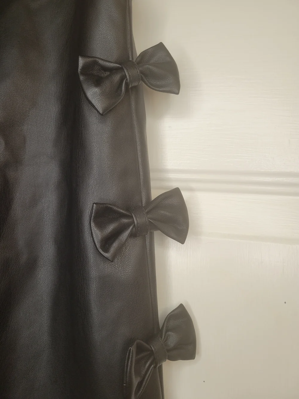 Zara Black Faux Leather A-Line Dress with Side Bows